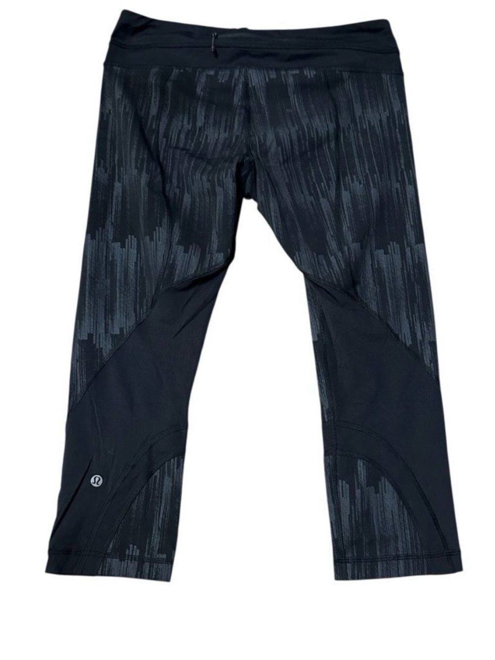 Lululemon Run Inspire II Crop Black Grey Leggings 10 Workout Activewear Casual